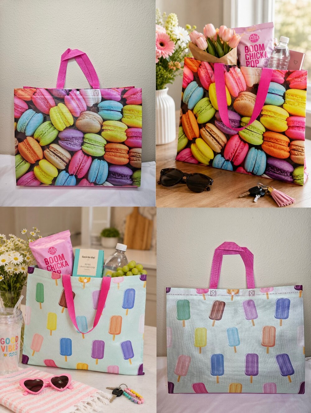 Macaron or Popsicle Reusable Tote Bag | Pick 1 | Summer Shopping Beach Gift Bag
